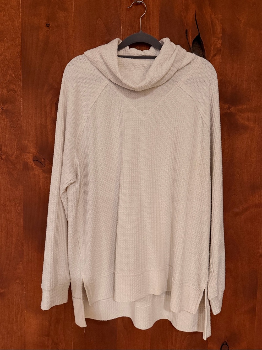 Lou & Grey Cozy Cream Cowl Neck Waffle-Knit Sweater